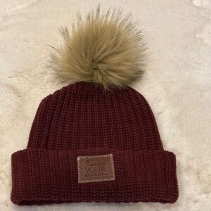 Love Your Melon Pom Pom Stocking Hat ~ Maroon